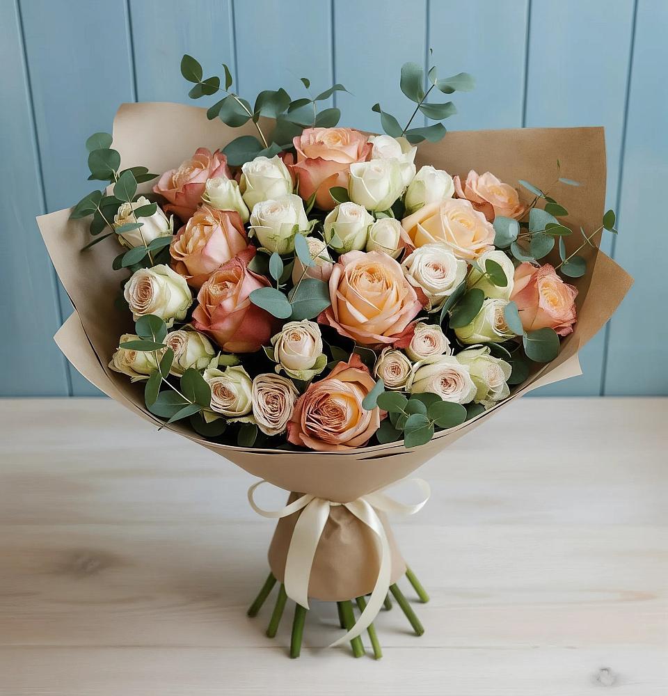 Букет цветов из: Альстромерии и Розы в Чиркее