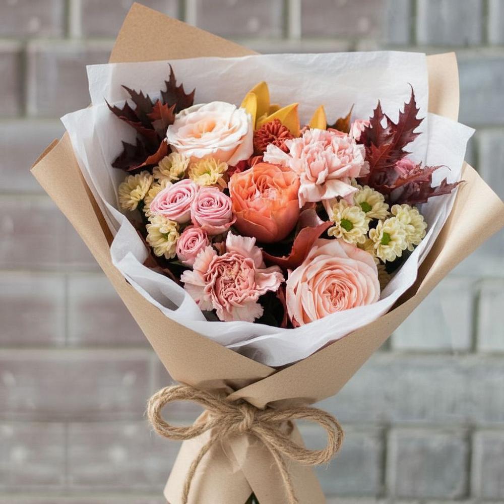 Букет цветов из: Гвоздики, Хризантемы и Розы в Чиркее