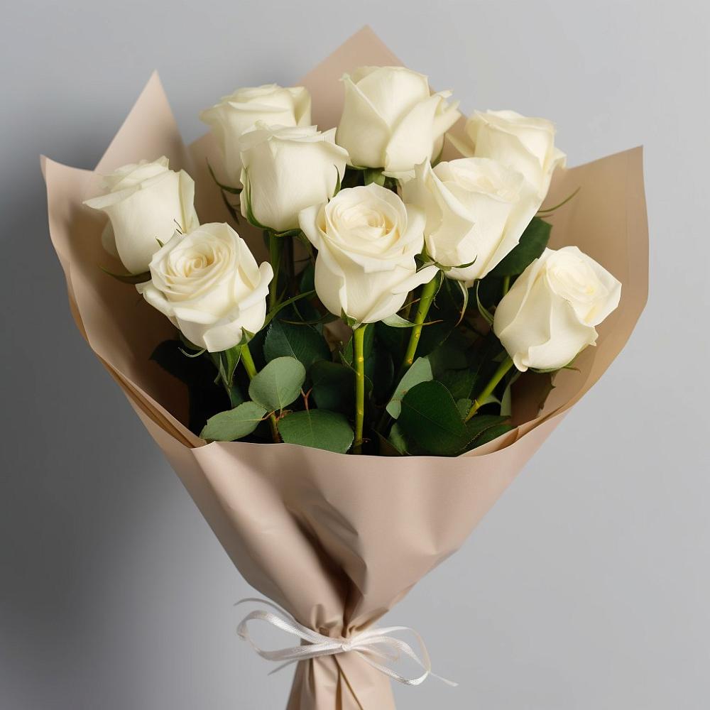 Букет 9 Белых роз Эдлесс Лав в Чиркее