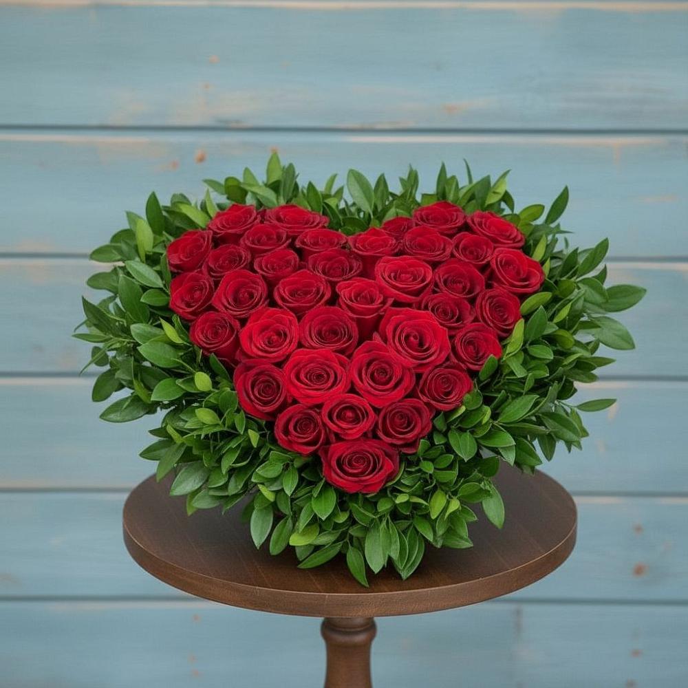 Цветочная композиция из Розы в виде сердца в Чиркее